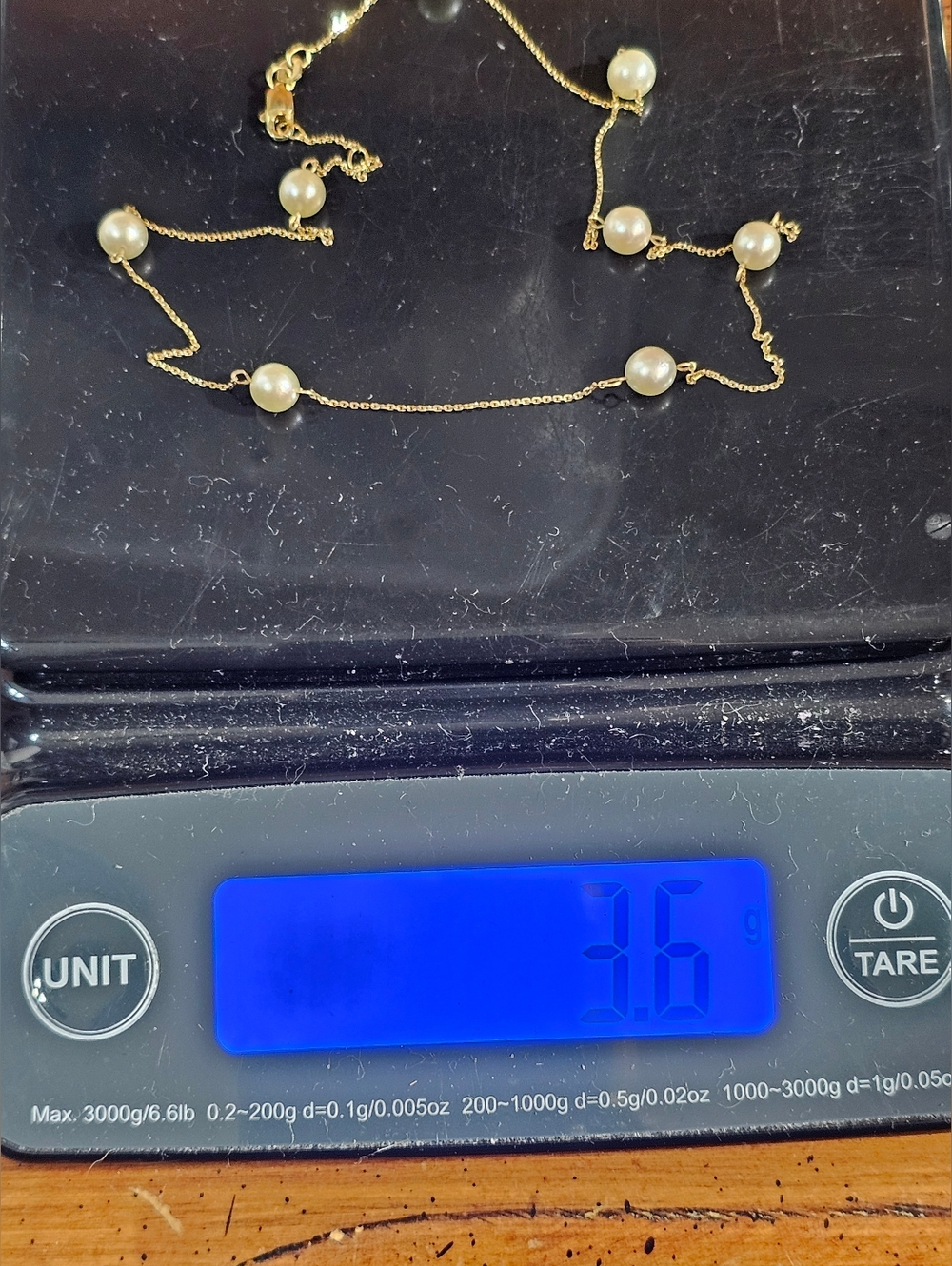 14k Yellow Gold and Pearl Station Necklace - Picture 6 of 7